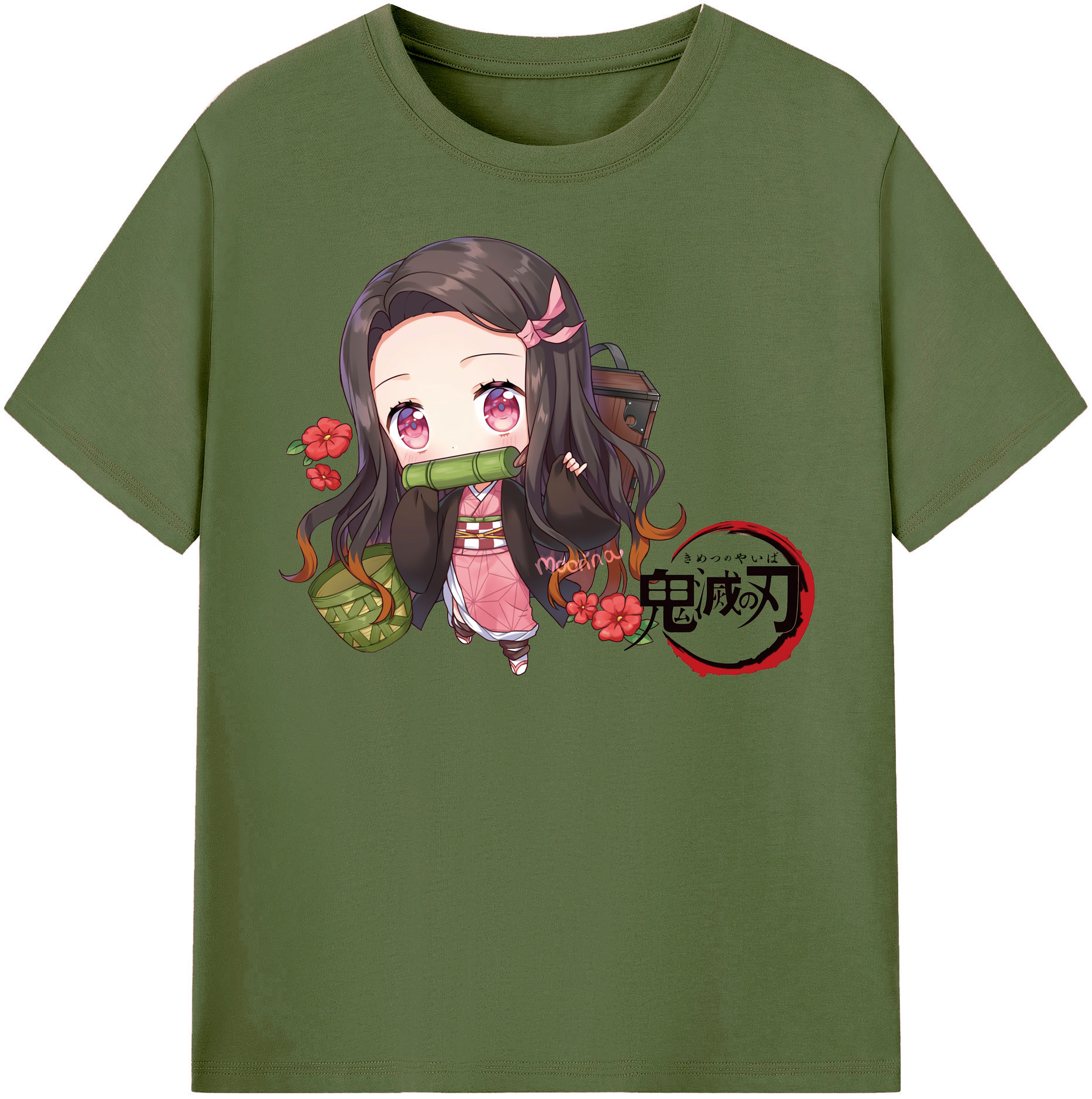 （画像用） 鬼滅の刃（きめつのやいば）竈門 禰󠄀豆子／かまど ねずこ Kamado Nezuko 綿100％半袖Tシャツ（フロントプリント）